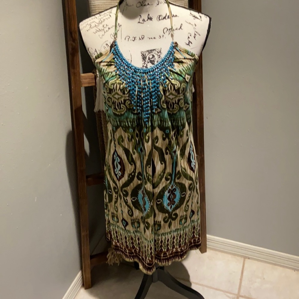 Beaded collar dress halter